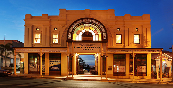 stock exchange building and arcade